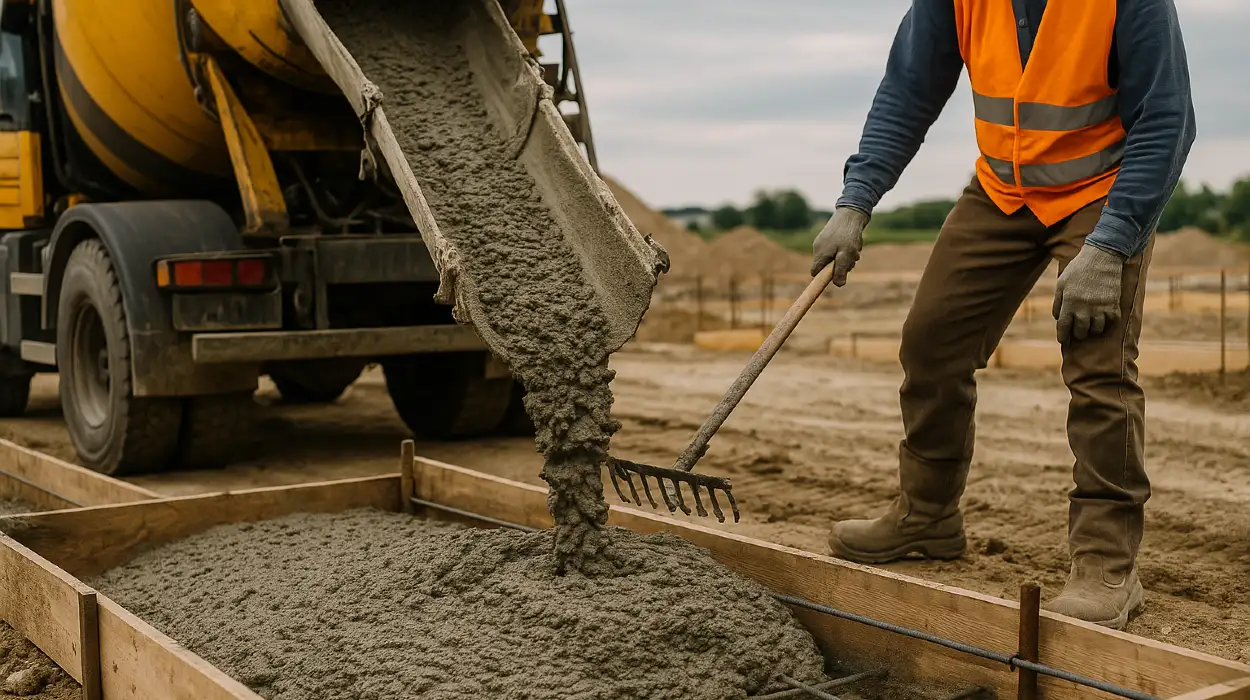 a concrete truck pouring cement on a concrete form from Mr. Concrete Construction San Antonio in Boerne, TX - Boerne TX