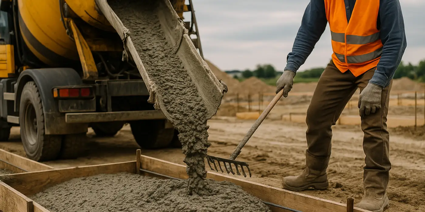 a concrete truck pouring cement on a concrete form from Mr. Concrete Construction San Antonio in Boerne, TX - Boerne TX a concrete truck pouring cement on a concrete form from Mr. Concrete Construction San Antonio in Boerne, TX - Boerne TX