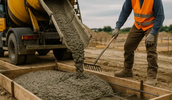 a concrete truck pouring cement on a concrete form from Mr. Concrete Construction San Antonio in Boerne, TX - Boerne TX
