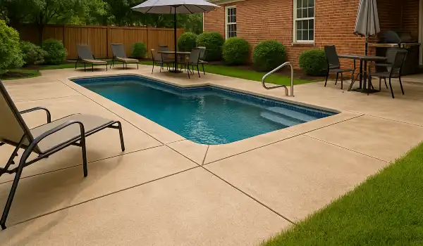 a swimming pool concrete deck from Mr. Concrete Construction San Antonio in Cibolo, TX - Cibolo TX