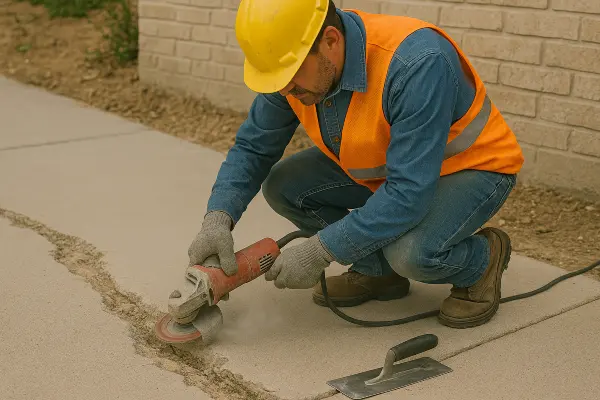a male worker repairing a sidewalk from Mr. Concrete Construction San Antonio in San Antonio, TX - Concrete Parking Lot Building a male worker repairing a sidewalk from Mr. Concrete Construction San Antonio in San Antonio, TX - Concrete Parking Lot Building