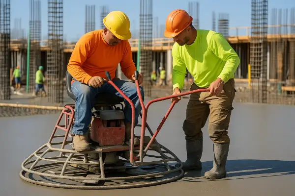 2 men using a machine to finish a concrete slab foundation from Mr. Concrete Construction San Antonio in San Antonio, TX - Concrete Walkways