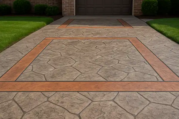 a brand new finished stamped concrete patio from Mr. Concrete Construction San Antonio in Helotes, TX - Helotes TX