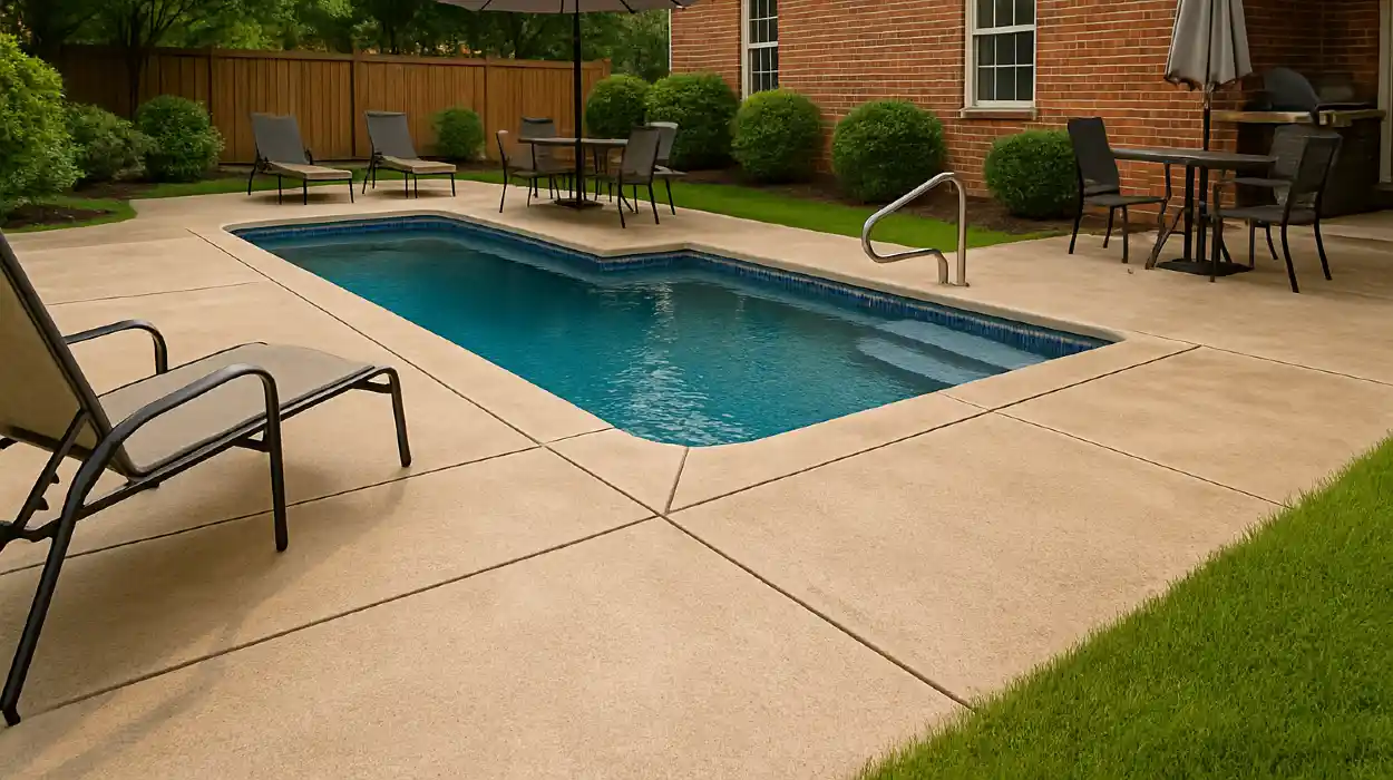 a swimming pool concrete deck from Mr. Concrete Construction San Antonio in San Antonio, TX - Stamped concrete work