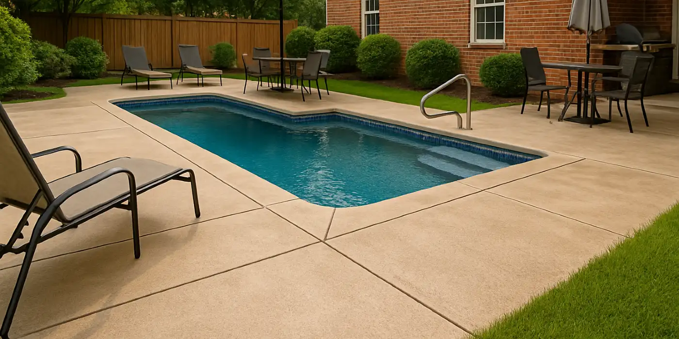 a swimming pool concrete deck from Mr. Concrete Construction San Antonio in San Antonio, TX - Stamped concrete work