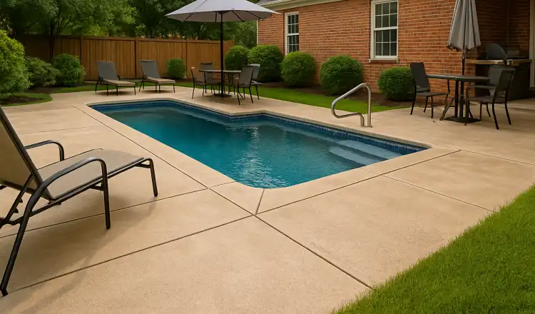 a swimming pool concrete deck from Mr. Concrete Construction San Antonio in San Antonio, TX - Stamped concrete work